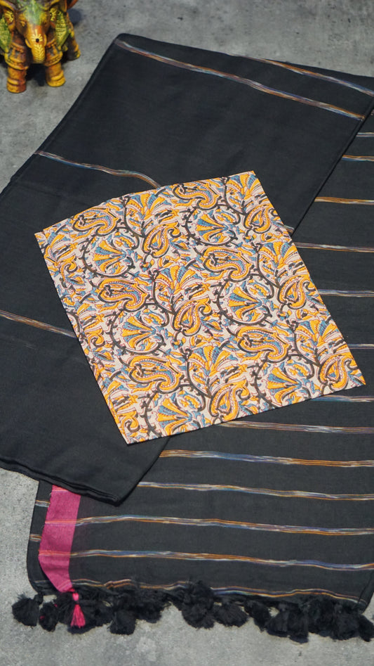 Handloom Cotton Saree Black