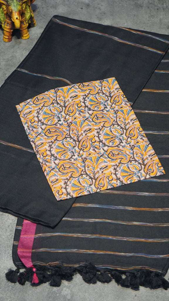 Handloom Cotton Saree Black