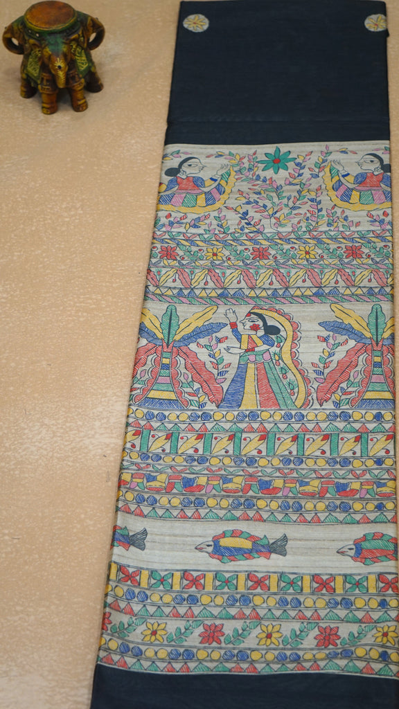 Gicha Tussar Saree - Black