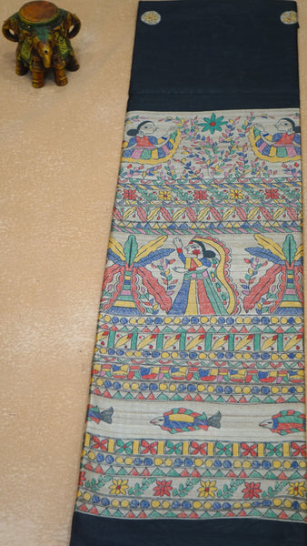 Gicha Tussar Saree - Black