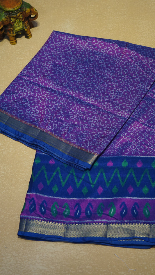Semi Pattola Saree Pochampally Print - Violet