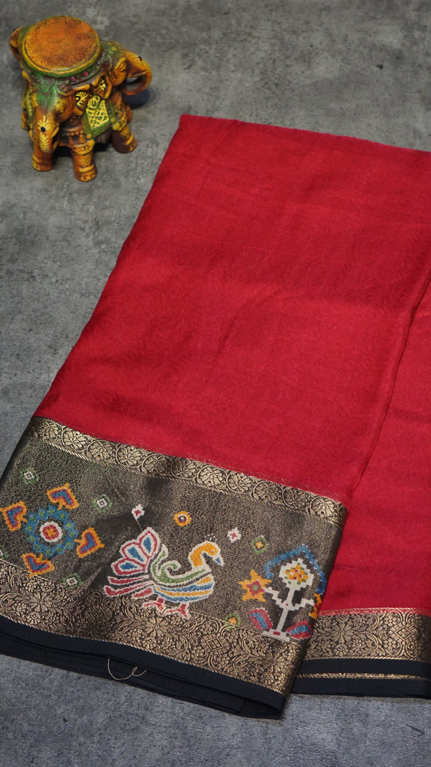 Shiffon Saree Red - Black
