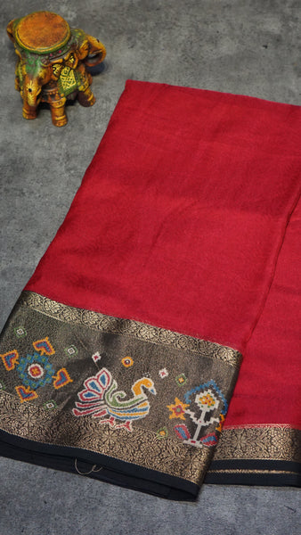 Shiffon Saree Red - Black