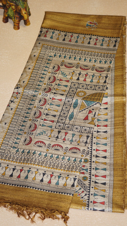 Pure Tussar Saree - Mustard
