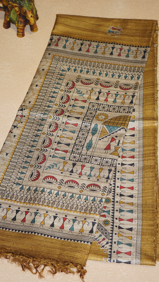 Pure Tussar Saree - Mustard