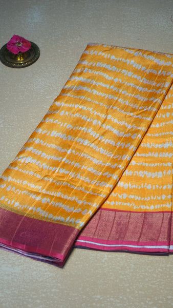 Semi Tussar Saree - Mustard