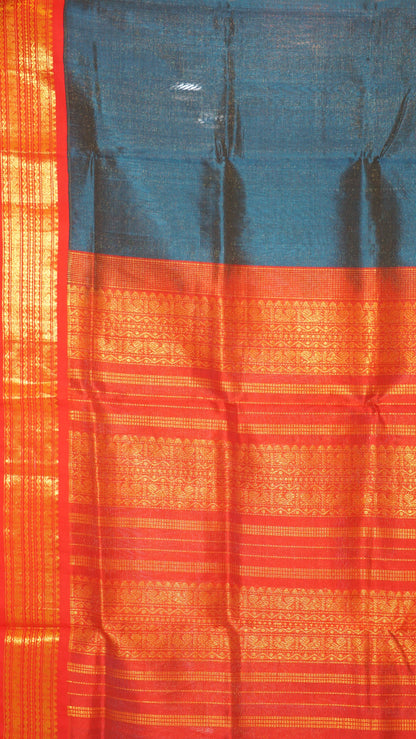 Silk Cotton Saree Vairaoosi Design - Peacock Blue