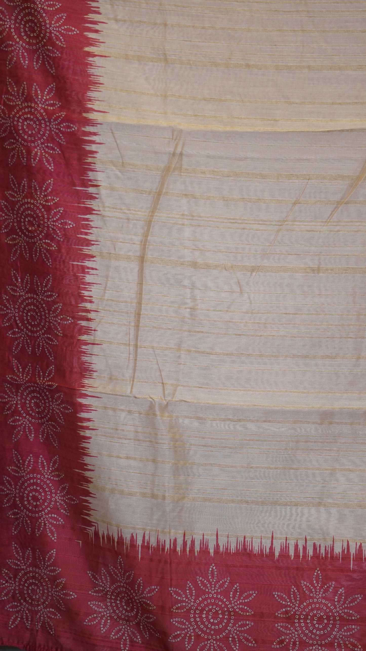 Semi Tussar Saree - Sandal & Red