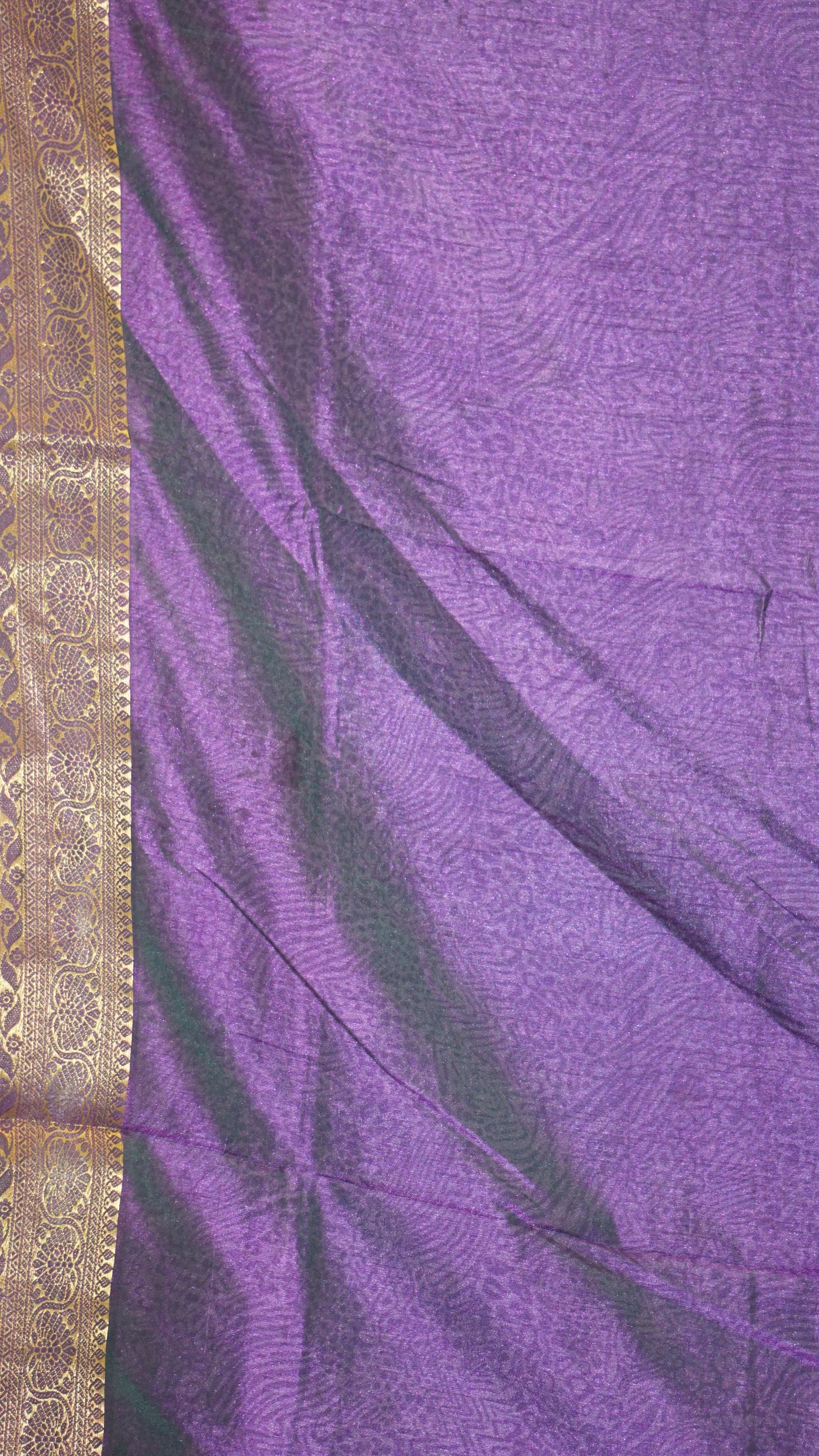 Semi Pattola With Swan Print Border - Teal Blue