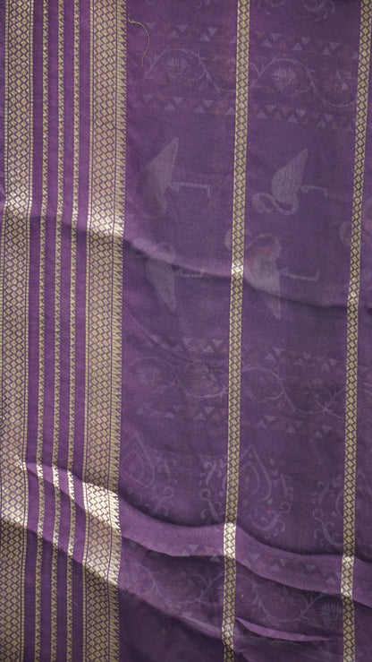 Shiffon Saree Flamingo Design - Wine
