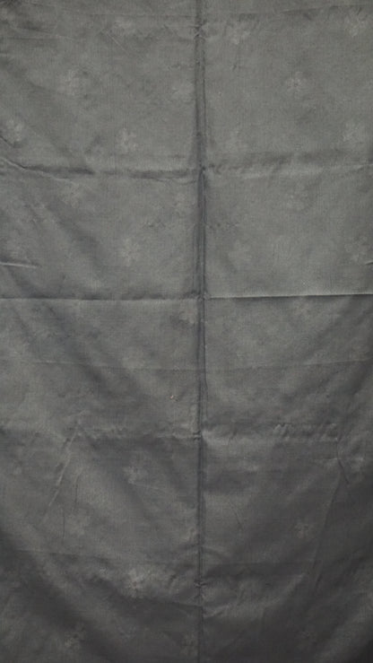 Handloom Cotton Saree - Black With White Flower
