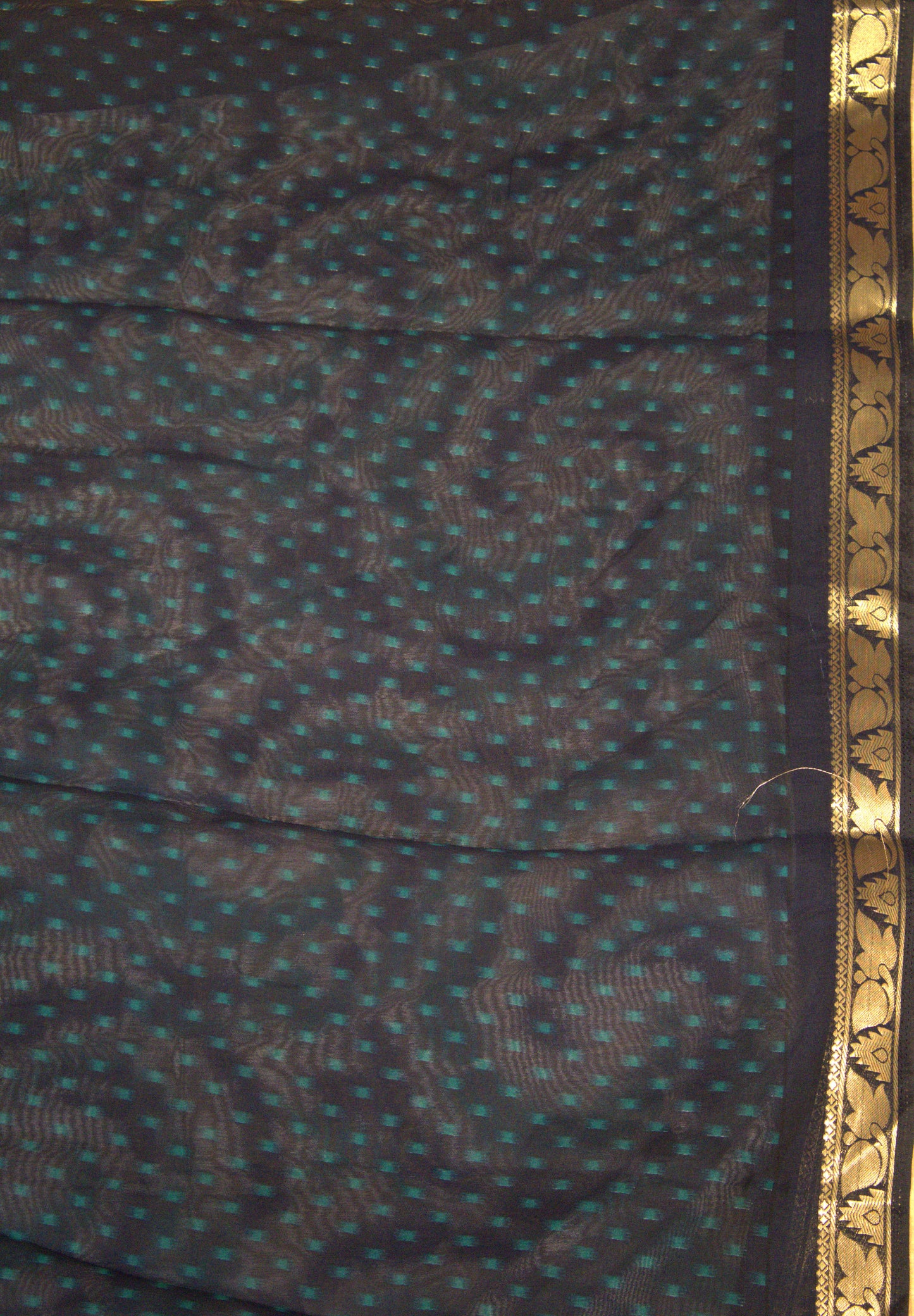 Malai Cotton With Shibori Print-Green Black