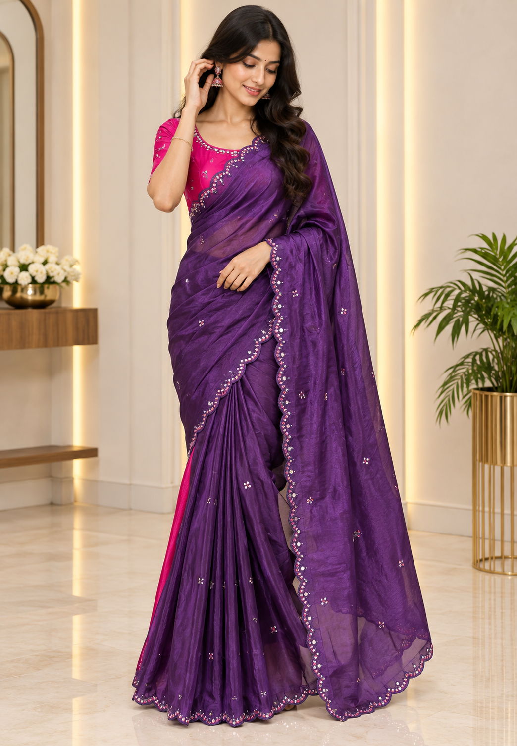 Designer Saree-Purple
