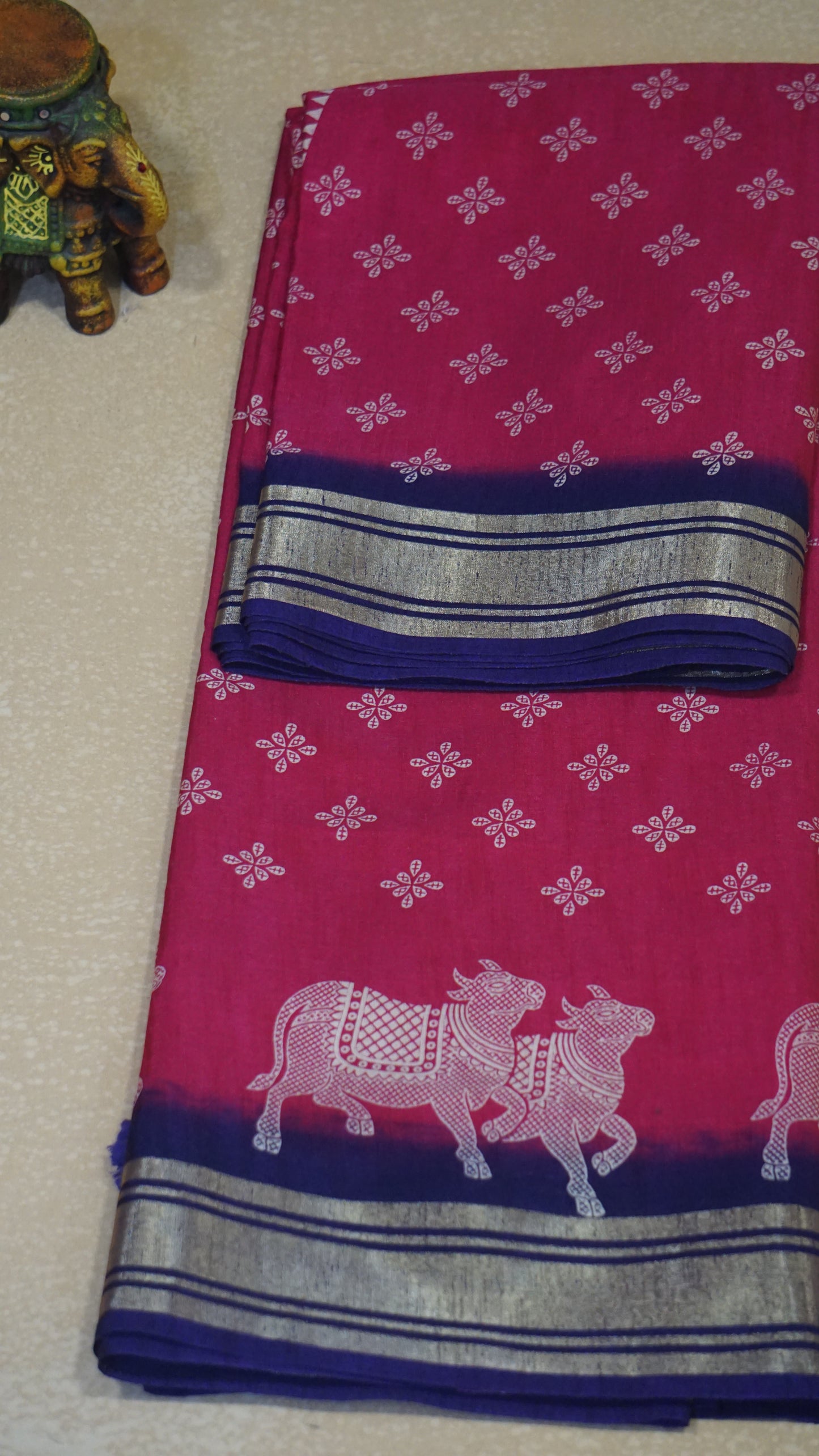 Shiffon Saree Cow Print Pink - Violet