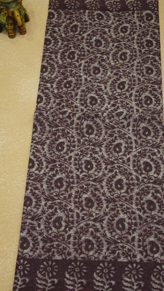 Kora Cotton Saree - Wine