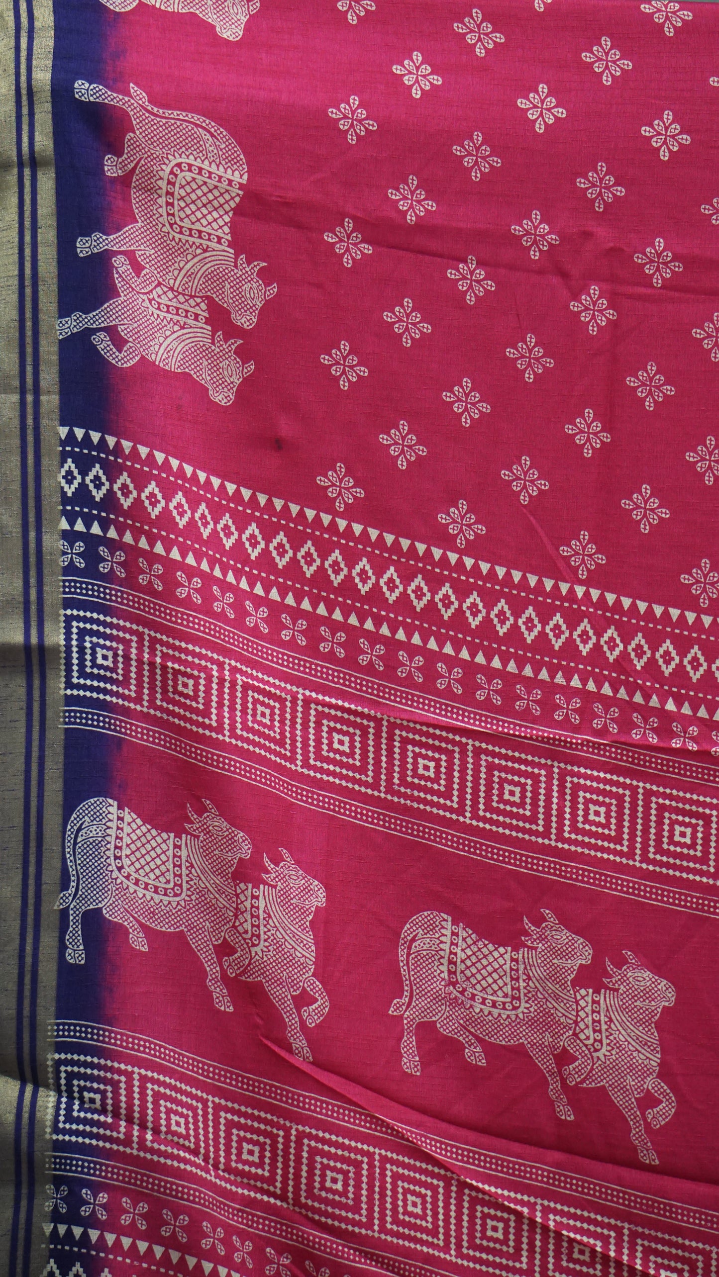 Shiffon Saree Cow Print Pink - Violet