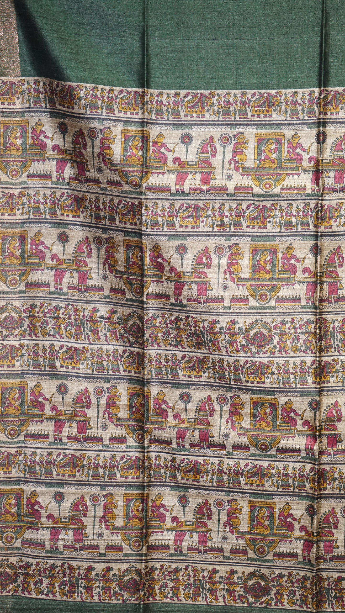 Pure Tussar Saree - Bottle Green