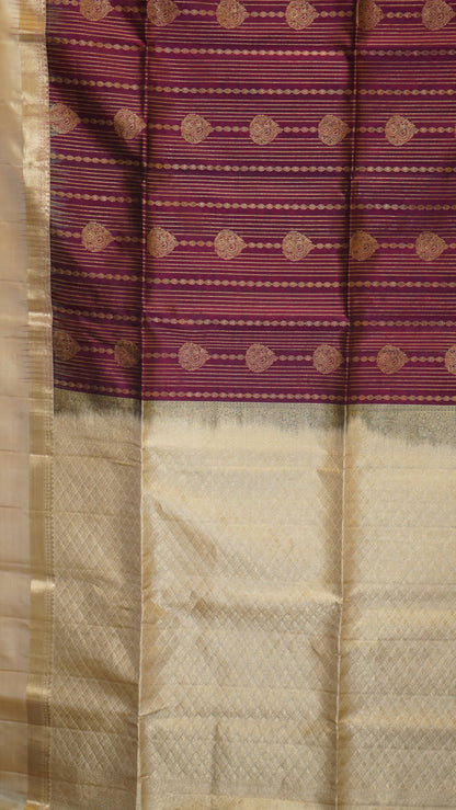 SPure Soft Silk Saree - Wine & Sandal