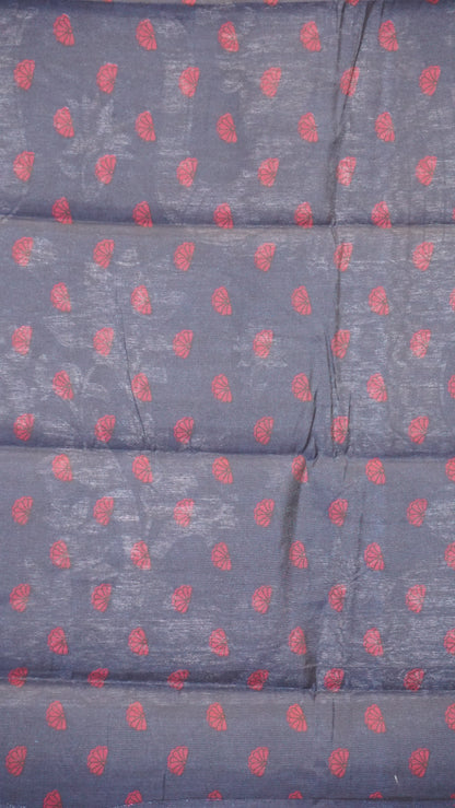 Malai Cotton Saree Pichwai Print - Purple with Navy Blue Border