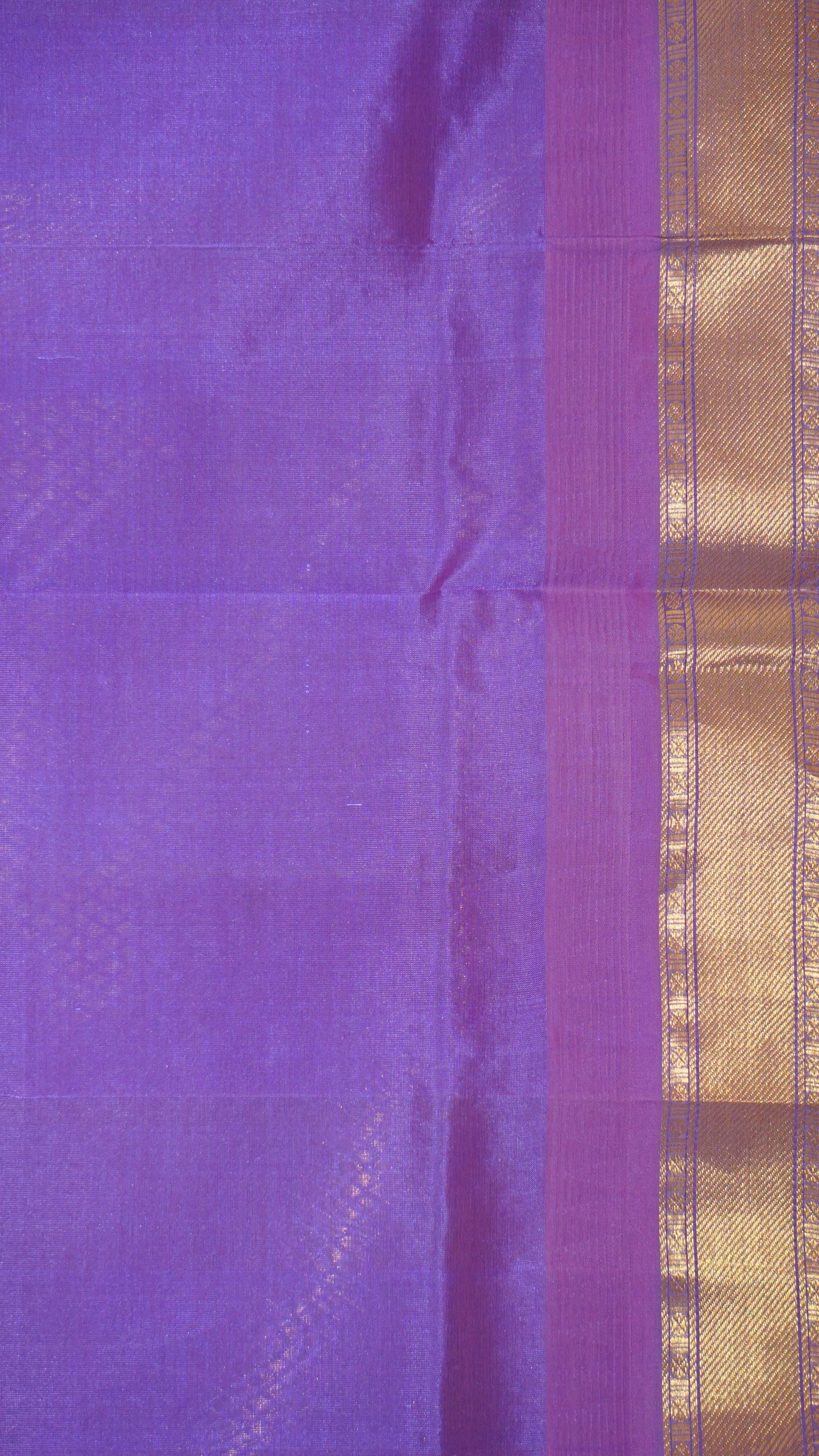 Silk Cotton Saree - Teal Blue & Purple