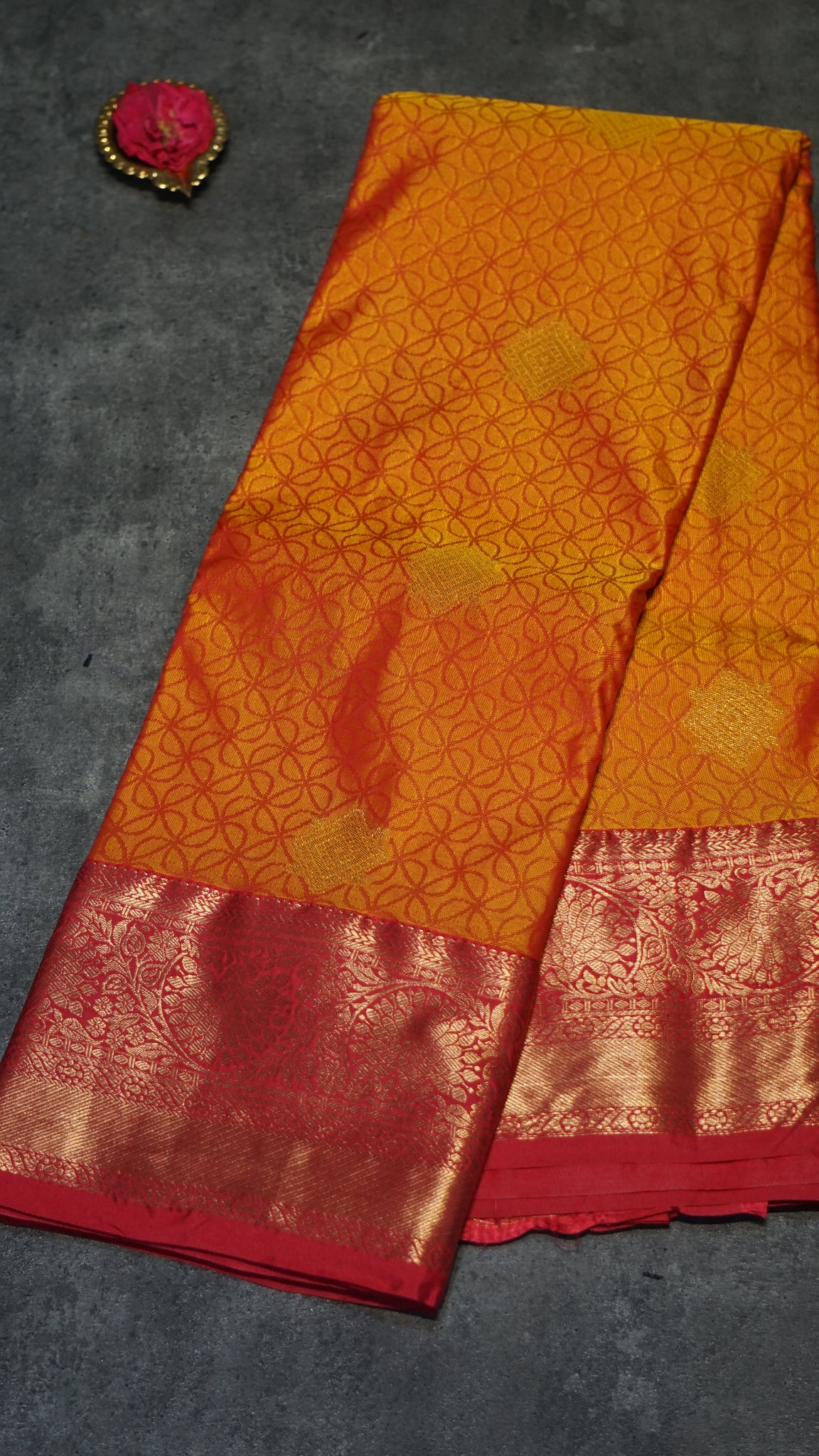 Semi Kanchipuram Saree Orange