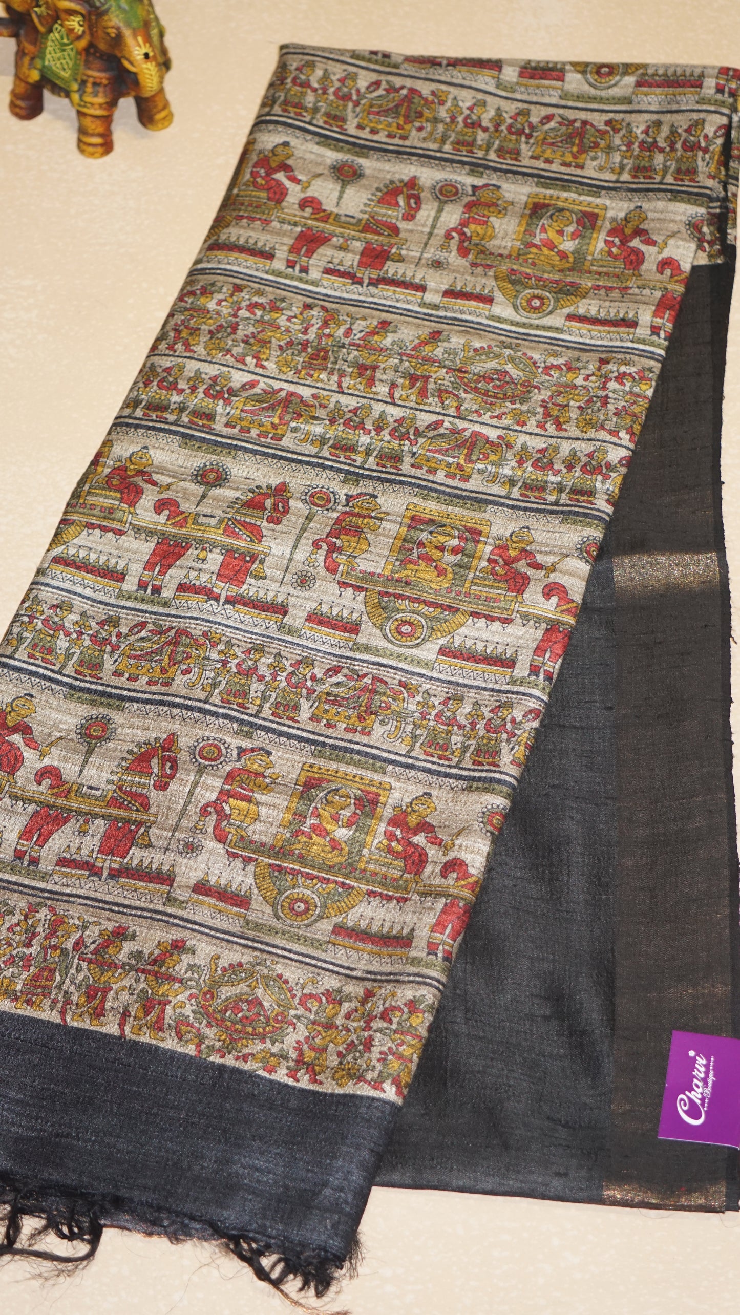 Pure Tussar Saree - Black