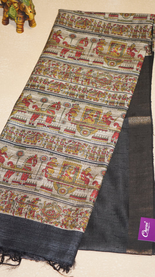 Pure Tussar Saree - Black