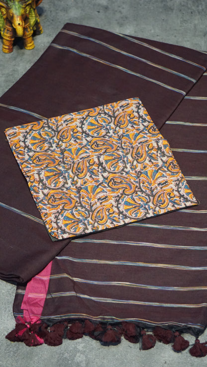 Handloom Cotton Saree Wine