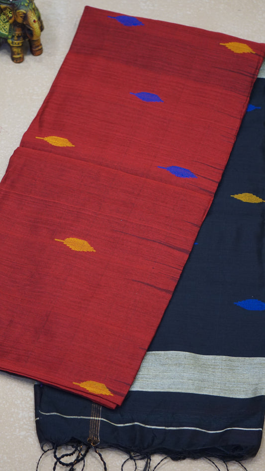 Handloom Cotton Saree - Red & Black