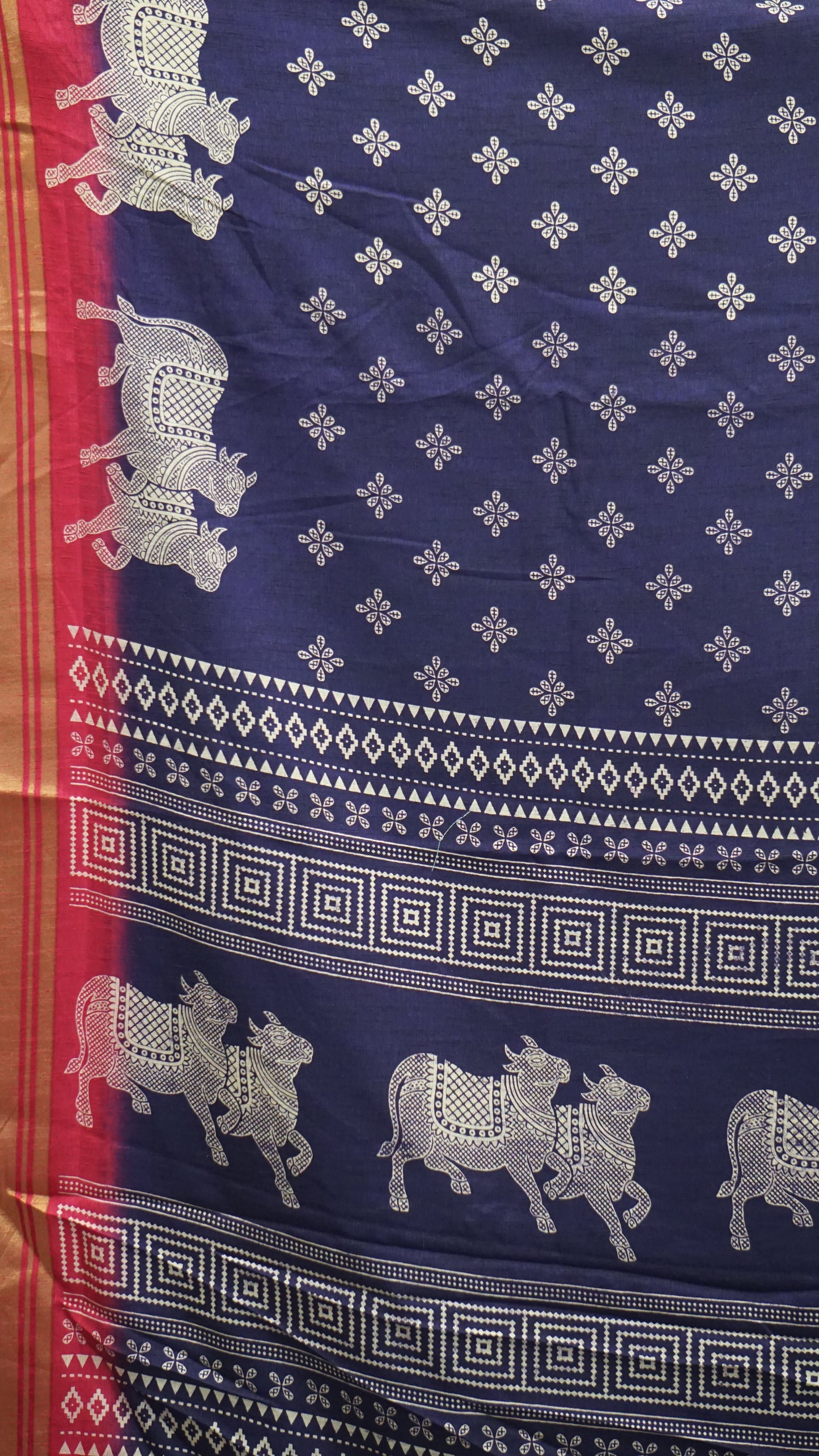 Shiffon Saree Cow Print Violet - Pink