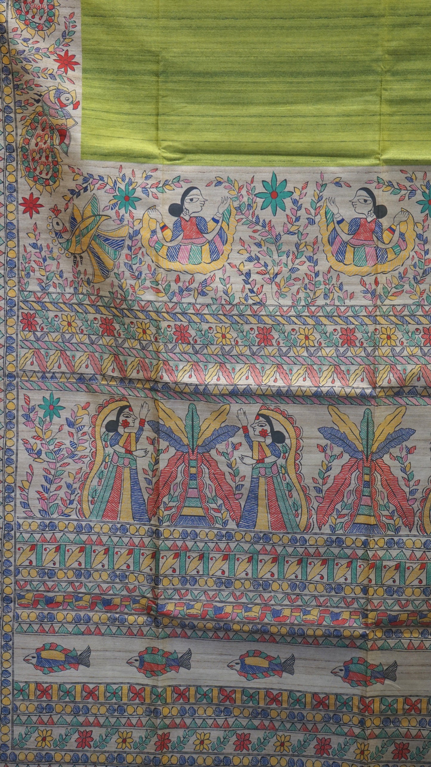 Gicha Tussar Saree - Green