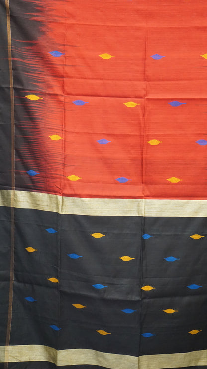 Handloom Cotton Saree - Red & Black
