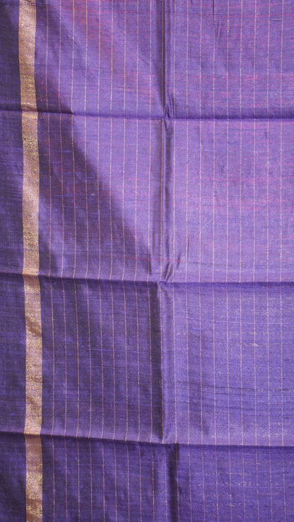 Pure Dupion Silk Saree Checks - Pink with Navy Blue border