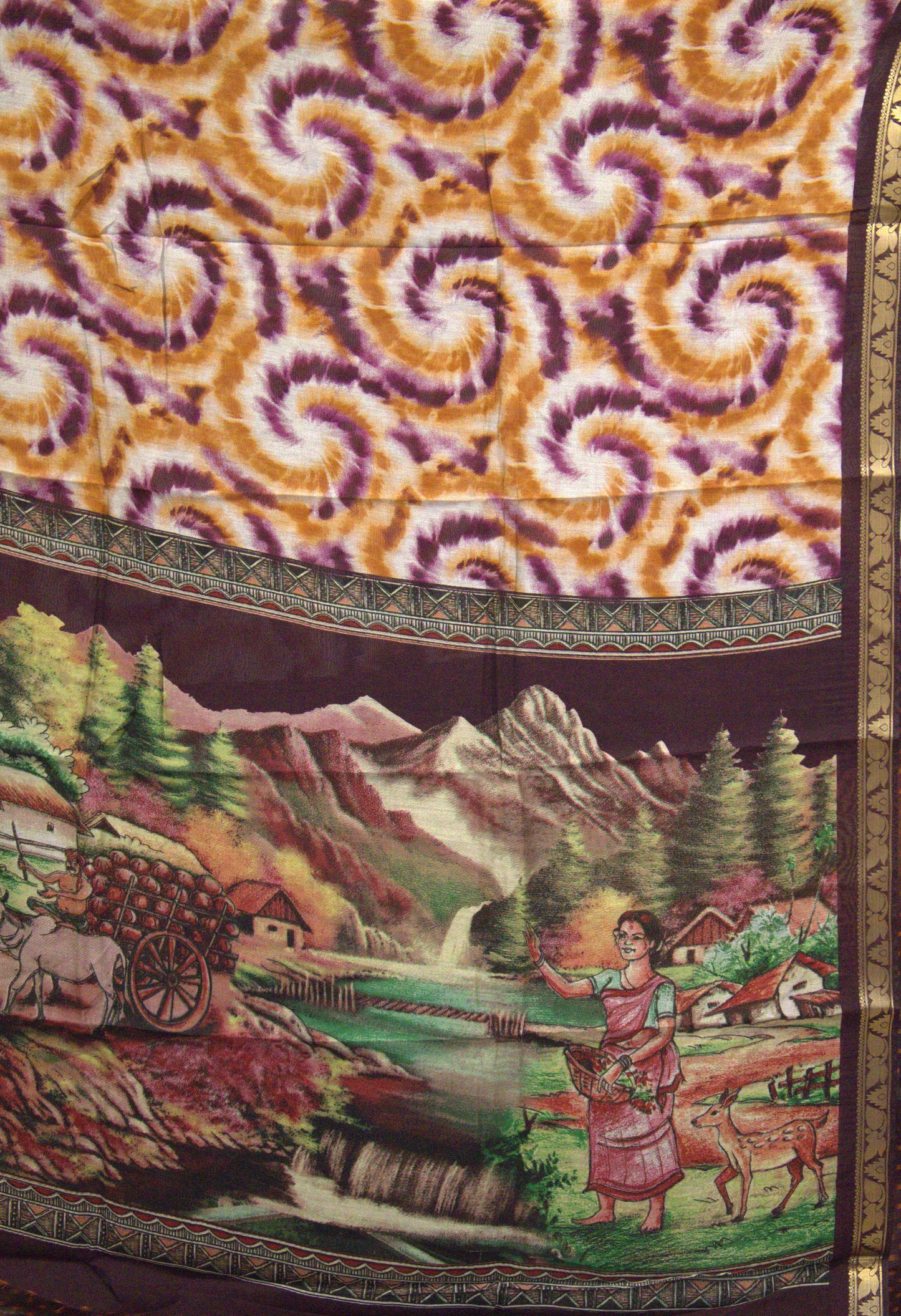 Malai Cotton With Shibori Print-Orange Purple