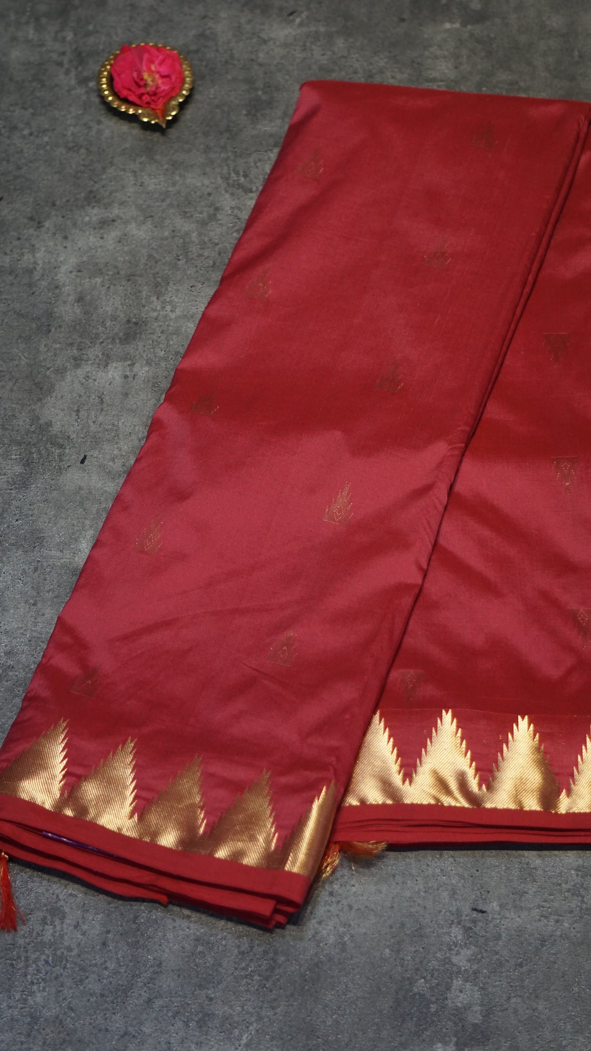 Semi Kanchipuram Saree Maroon