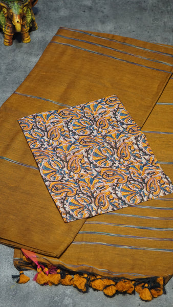Handloom Cotton Saree Mustard