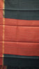 Pure Dupion Silk Saree Checks - Black With Maroon Border thumbnail