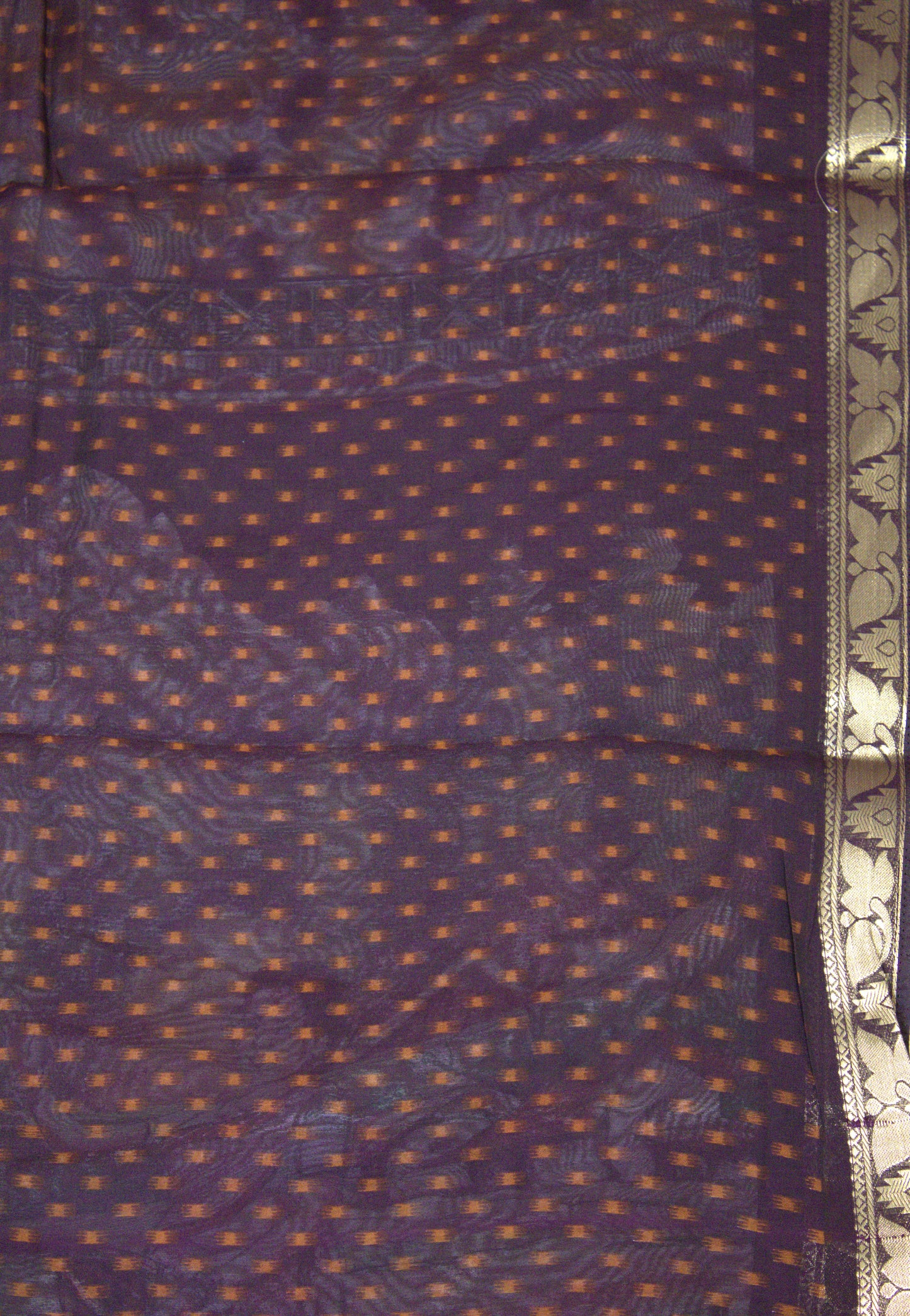 Malai Cotton With Shibori Print-Orange Purple