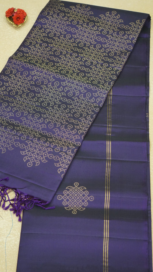 Soft Silk Saree Kolam Design - Purple