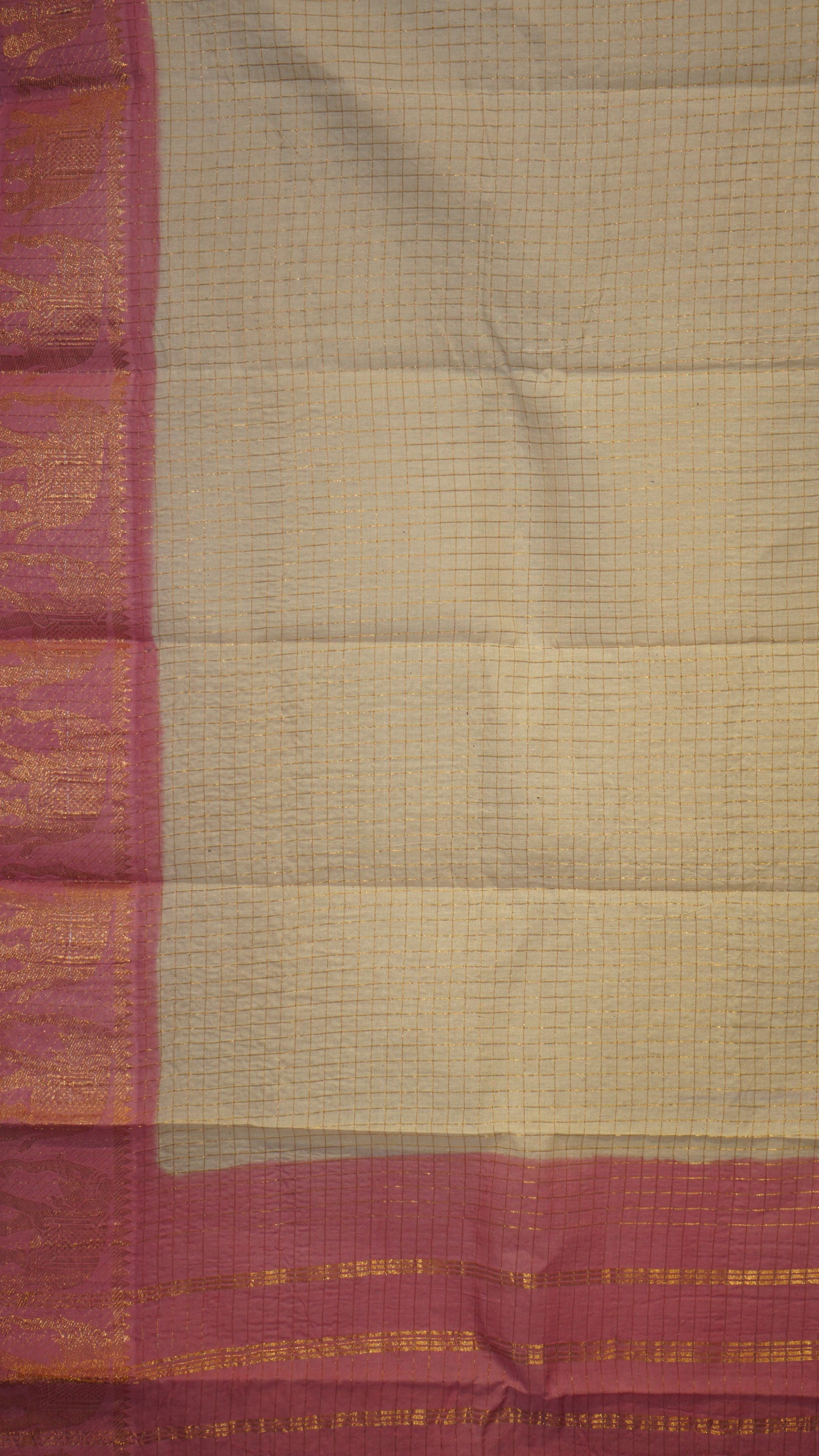 Sungudi Cotton Saree Checks Sandal - Baby Pink