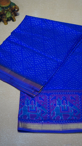 Semi Pattola Saree Dotted - Blue