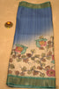 Semi Tussar Saree Kalamkari Print -Blue Green thumbnail
