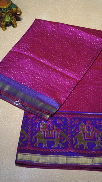 Semi Pattola Saree Dotted - Pink