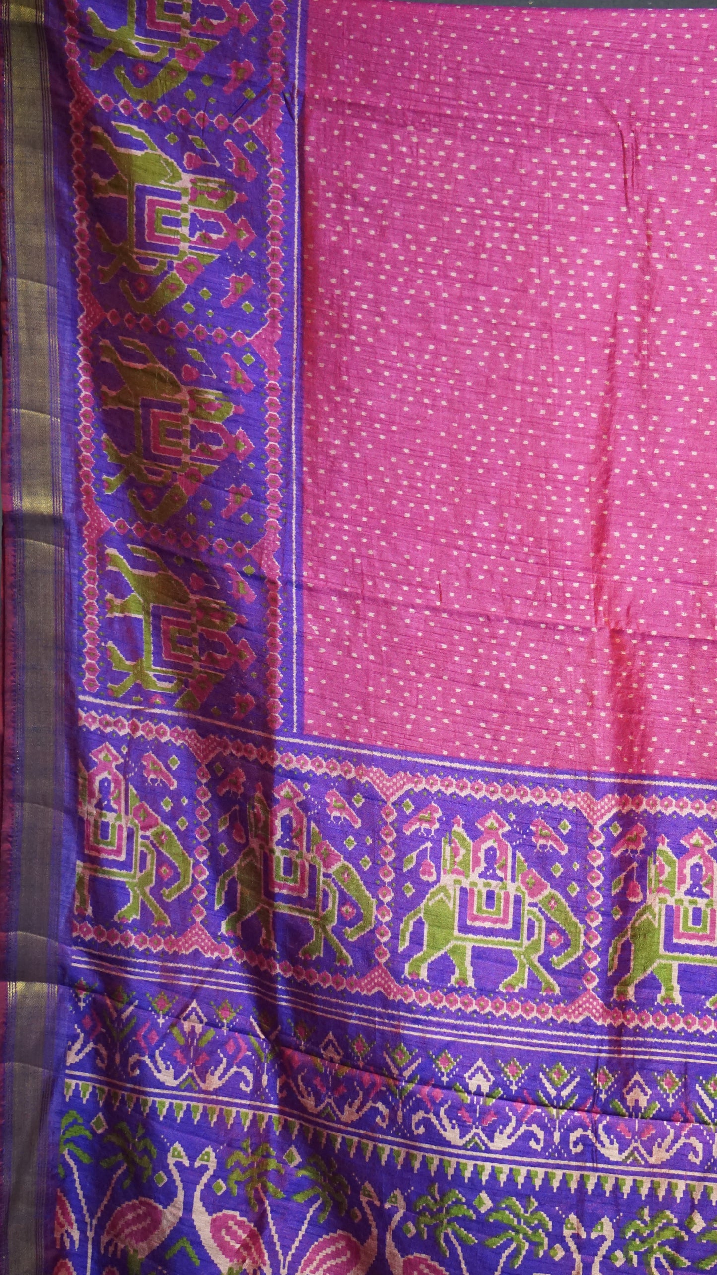 Semi Pattola Saree Dotted - Pink