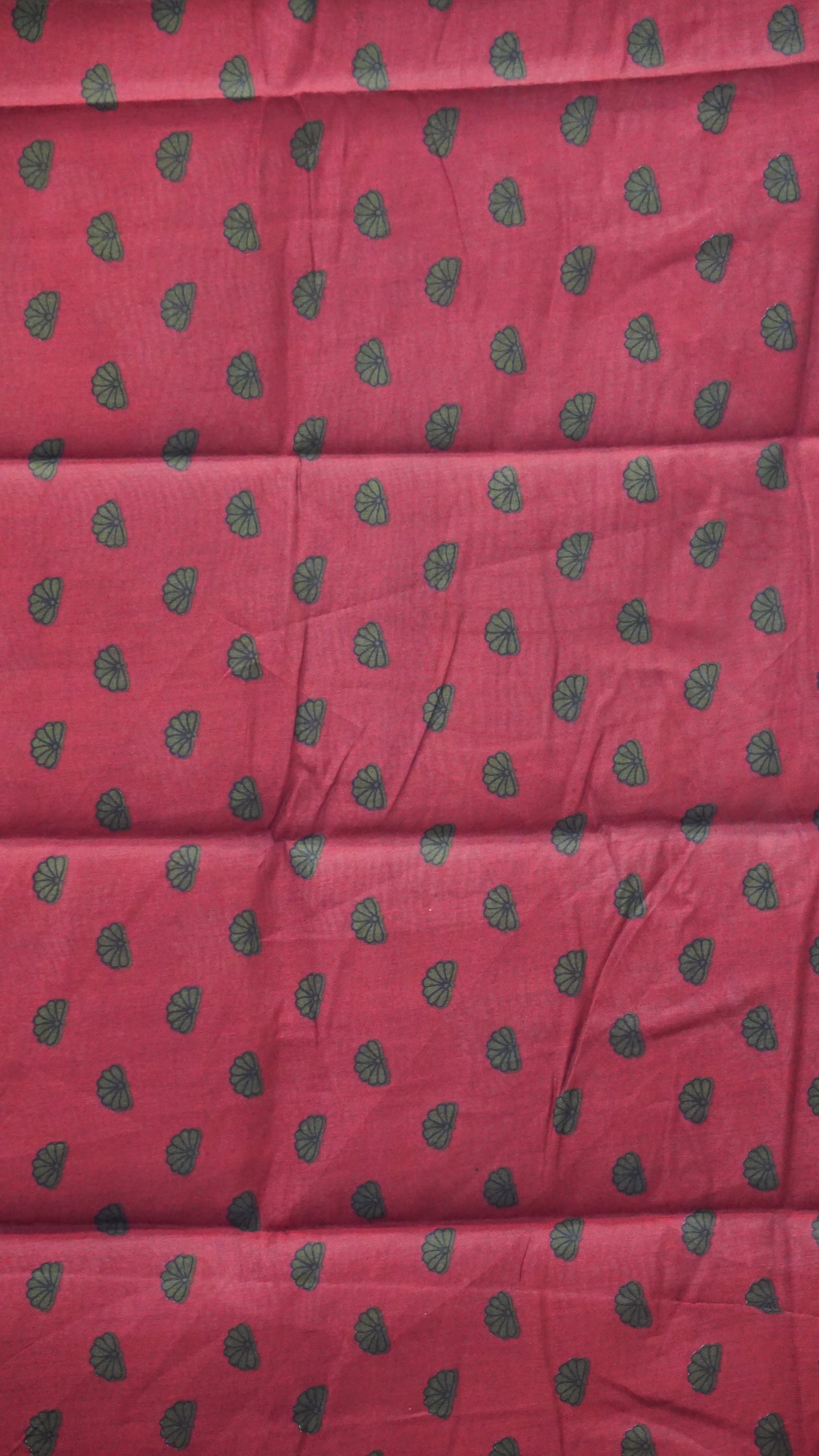 Malai Cotton Saree Pichwai Print - Green With Red Border