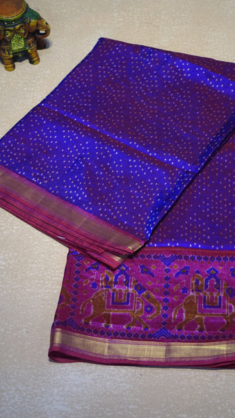 Semi Pattola Saree Dotted - Purple
