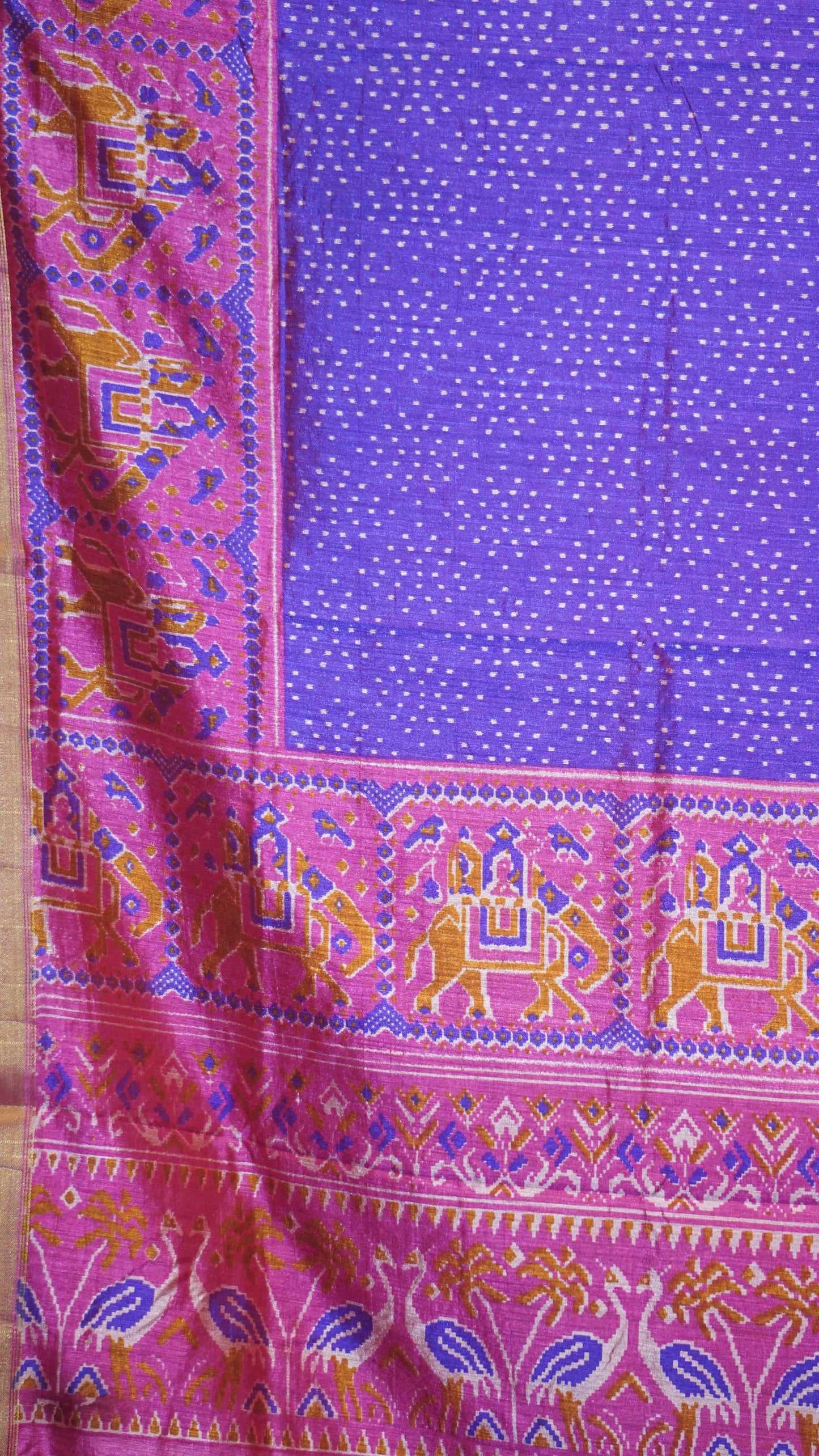 Semi Pattola Saree Dotted - Purple