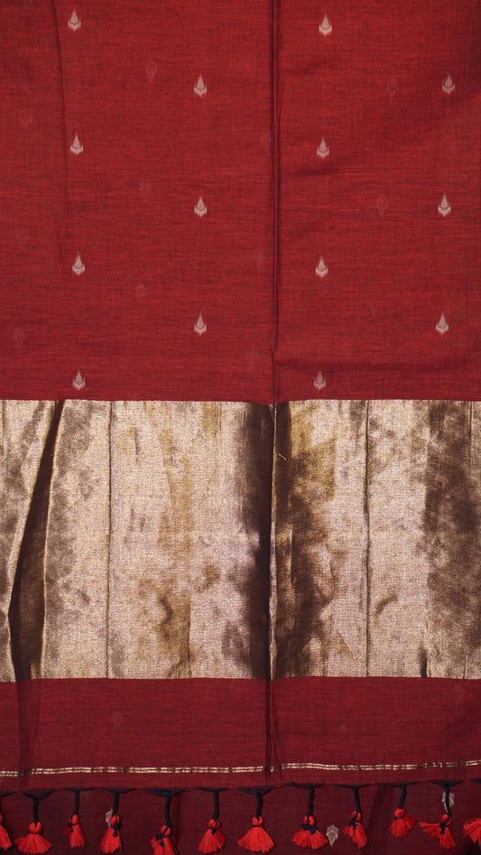 Handloom Cotton Saree Red