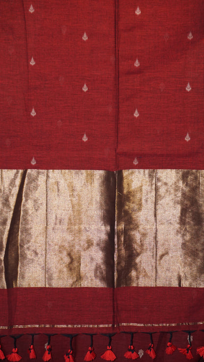 Handloom Cotton Saree Red