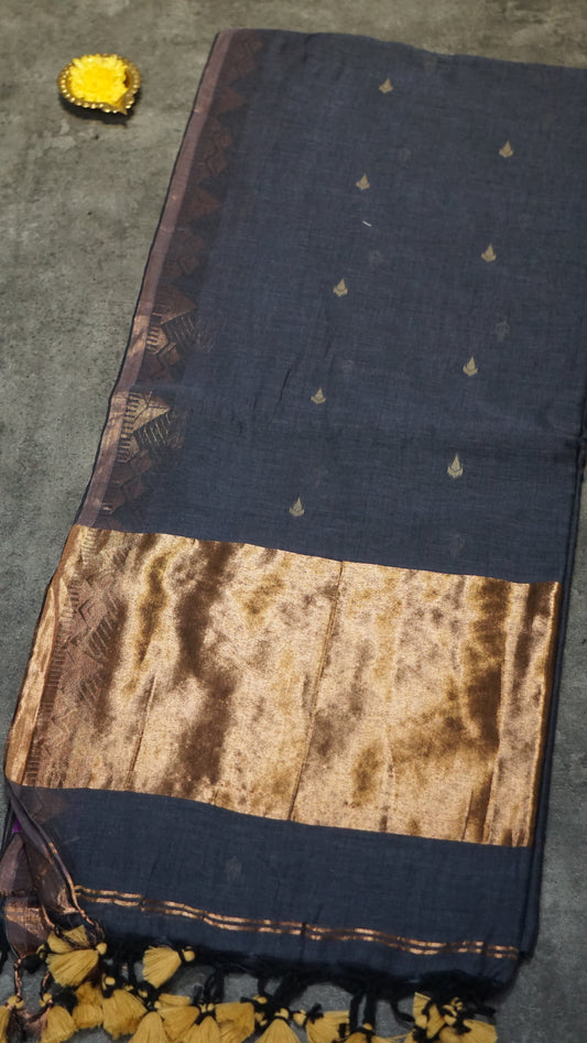 Handloom Cotton Saree Grey